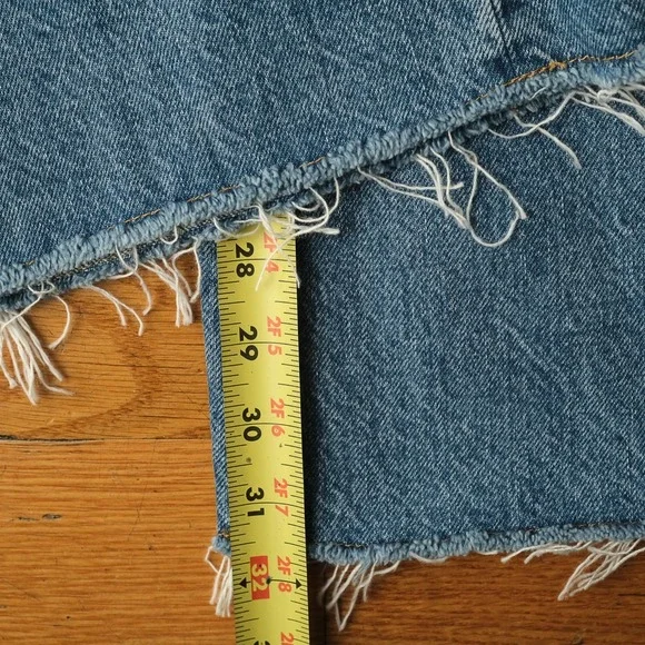 ME+EM Split Seam Flare Jeans Blue Multi Wash Regular Length Wide Leg Size 32 - Picture 11 of 13